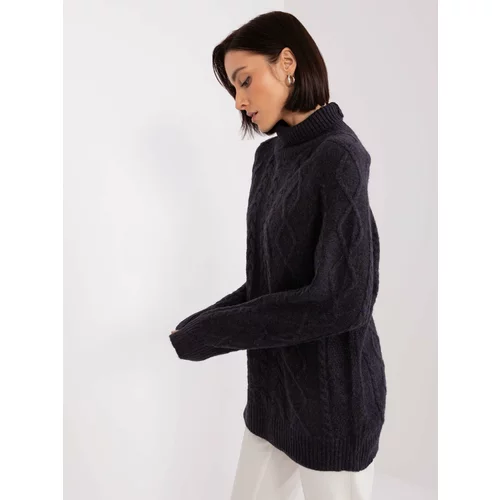 Fashion Hunters Black loose sweater with cables