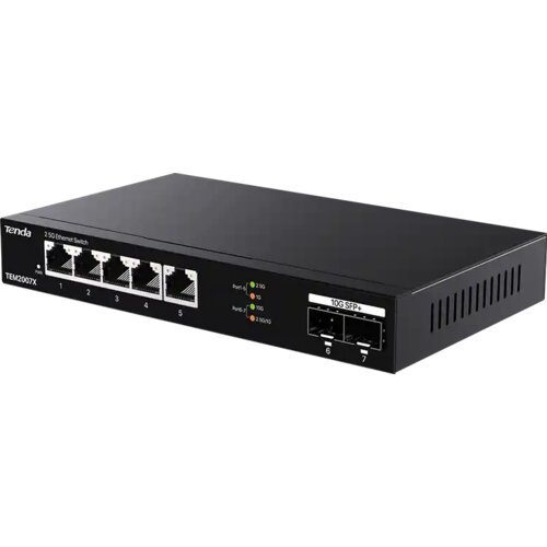 Tenda svič 2.5Gbps 5-port TEM2007X metal case/2x10G sfp+ Slike