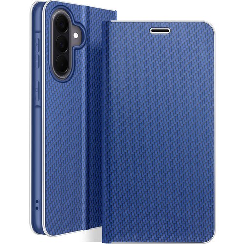 AVIZAR Folio etui za Galaxy A57 efekt ogljika s kovinskim okvirjem in žepkom za kartice, Modra, (5000274311) Cene