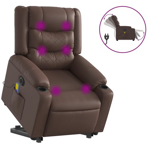 Maison Chic Električni masažni stol - Relax naslanjač s funkcijo vstajanja rjavo umetno usnje, (22061326) Cene