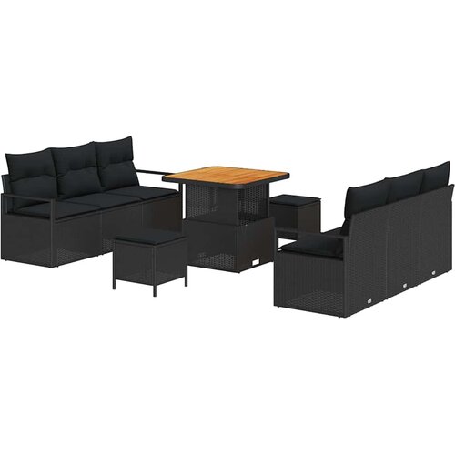  Sjedeća garnitura za vrt 9 kom. Crna poliratan 175 x 62 x 85 cm Slike