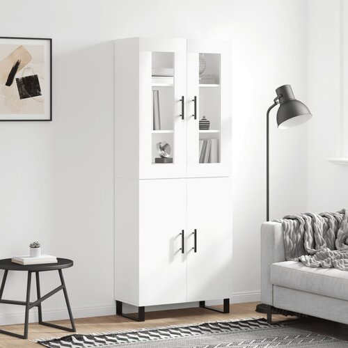 VidaXL Visoka omara bela 69,5x34x180 cm inženirski les Slike