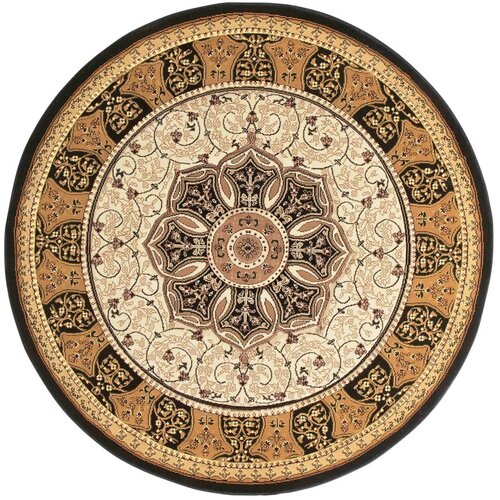 Think Rugs Crni/bež okrugao tepih &amp;oslash; 150 cm Heritage &amp;ndash; Slike