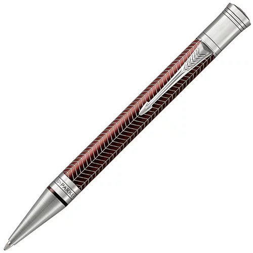 Parker Kemični svinčnik Duofold Chevron, rdeče srebrn