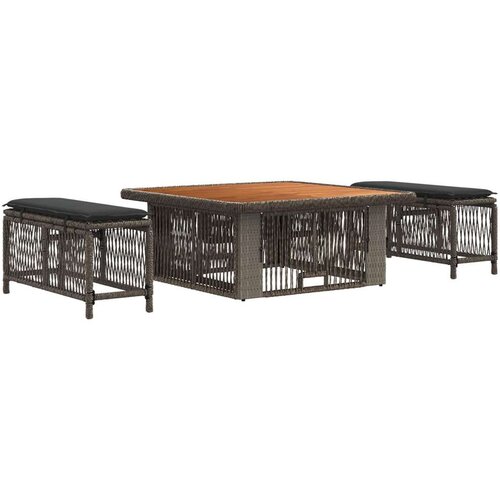  Komplet za jedilnico v vrtu 3 pcs Siva in temno siva poli ratan, (5000301171) Cene