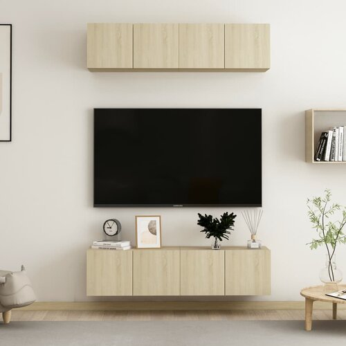 VidaXL TV omarice 4 kosi sonoma hrast 60x30x30 cm iverna plo&amp;scaron;ča Slike