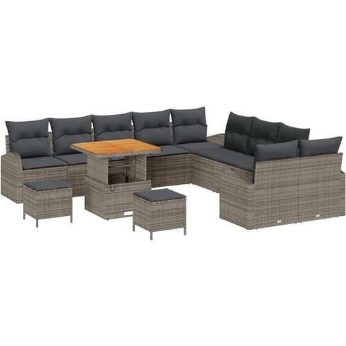 vidaXL Vrtna sedežna garnitura z blazino 13 pcs Siva poli ratan, (5000154282) Cene
