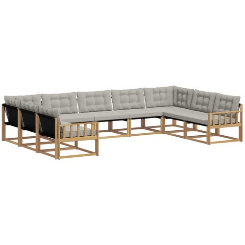 vidaXL Zunanja garnitura za sedenje 9 pcs Bela in svetlo siva, (5000281851) Cene