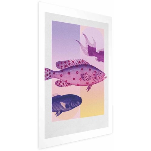  Plakat - Fantastic Fish - artistic illustration of fish on a colorful background 60x90 Bez okvira s margom Cijene