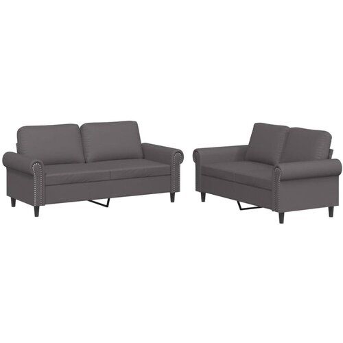 VidaXL 2-dijelni set sofa s jastucima sivi od umjetne kože Slike