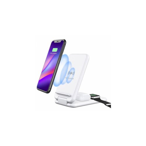 Bežični punjač B-13 3u1 za iPhone,Airpods,Apple Watch 15W beli Slike