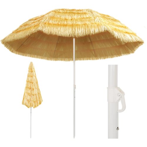 vidaXL Senčnik za na plažo naravne barve 300 cm havajski stil, (20965278) Cene