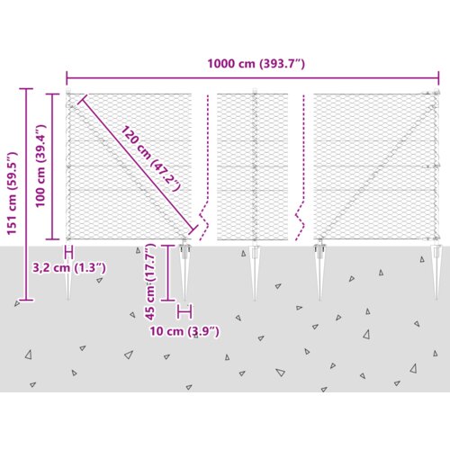 vidaXL šesterokotna ograja zelena 1x10 m jeklo Cene