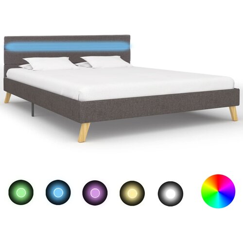 VidaXL Posteljni okvir z LED osvetlitvijo svetlo sivo blago 120x200 cm Slike