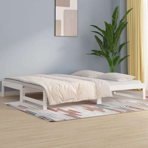  Dnevni ležaj na izvlačenje bijeli 2x(80x200)cm masivna borovina Cene