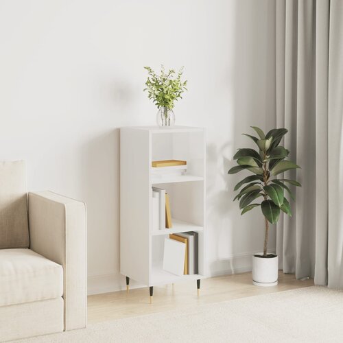 VidaXL Komoda visok sijaj bela 34,5x32,5x90 cm inženirski les Slike