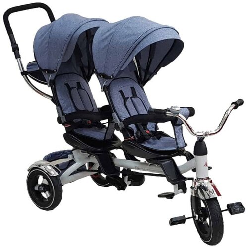Playtime 412 twins tricikl za dvoje dece sa rotirajućim sedi&amp;scaron;tem sivi Slike