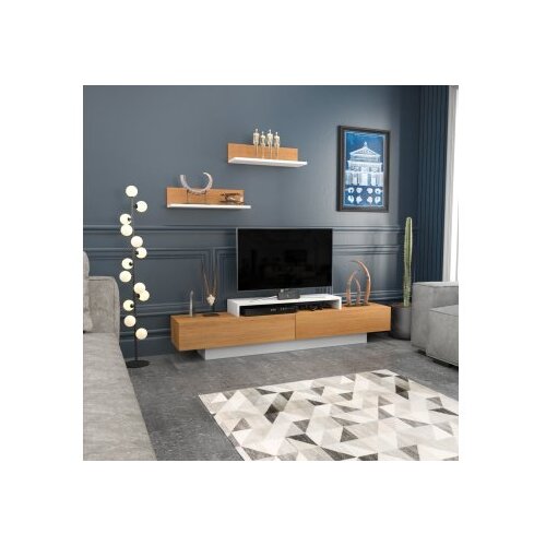 Hanah home lusi - white, teak whiteteak tv unit Cene