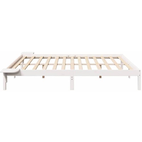  Krevetna konstrukcija Bijelo 200 x 200 cm Čvrsto borovo drvo Bijela 205.5 x 250 x 32 cm Slike