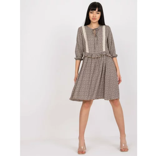 Fashion Hunters Casual brown dress with 3/4 RUE PARIS sleeves
