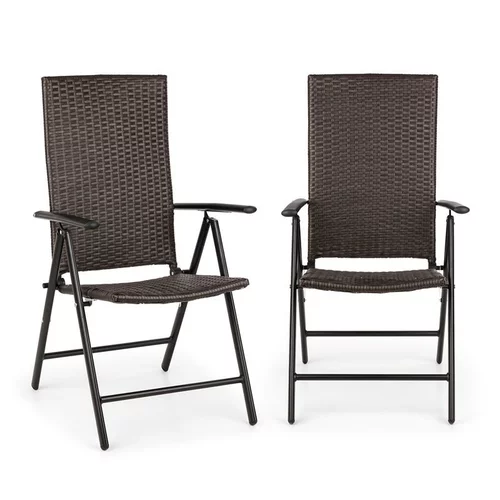 Blumfeldt Estoril, 2x vrtna stolica, poliratan, aluminij, 7 razina, sklopiva, smeđa