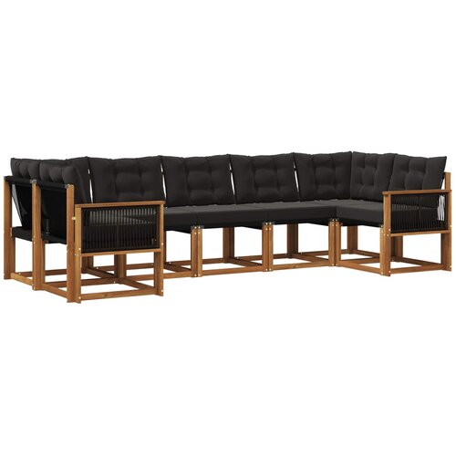 vidaXL Zunanja garnitura za sedenje z blazino 7 pcs Naravna in črna, (5000280731) Cene
