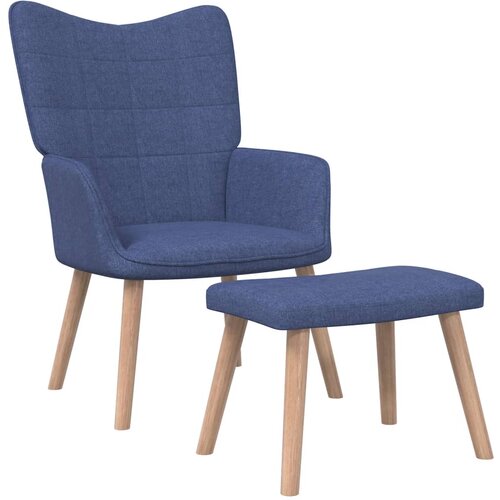  The Living Store Stol za sproščanje s stolčkom modro blago - Stol Za Sproščanje, (21485233) Cene