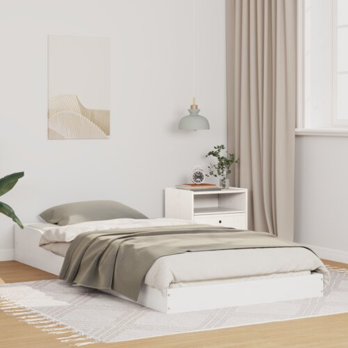 VidaXL Krevetna konstrukcija Bijela 90 x 190 cm Masivna borovina Slike