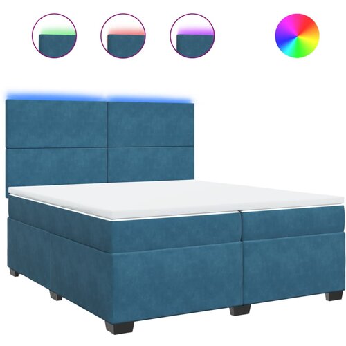 VidaXL Box spring postelja z vzmetnico modra 200x200 cm žamet, (21306361) Slike