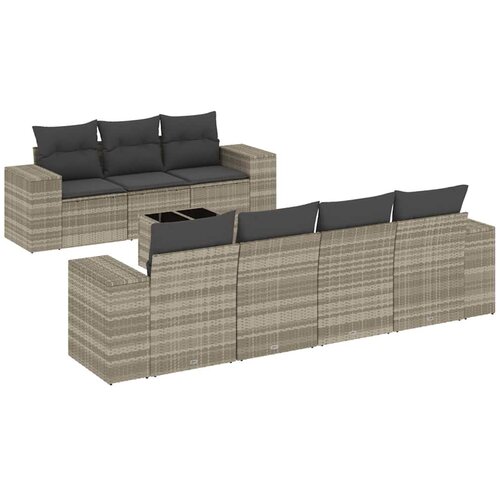  8-dijelni set vrtnih sofa od poliratana s jastucima svjetlosivi Slike