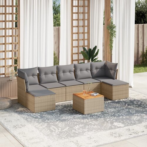 vidaXL 8-dijelni set vrtnih sofa s jastucima bež od poliratana Cijene