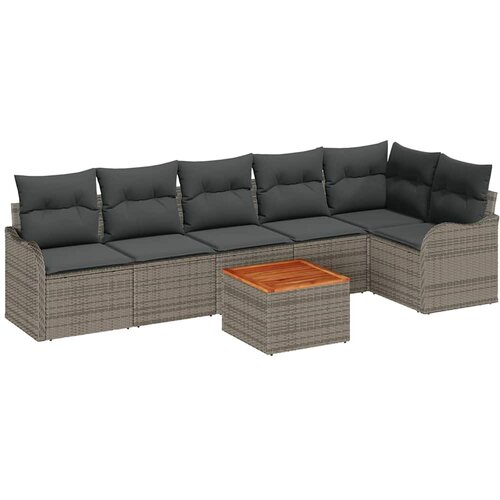  Sjedeća garnitura za vrt 7 kom. Siva poliratan 287,5 x 122,5 x 69 cm Slike