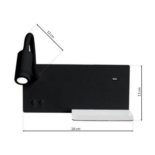  LED zidno svetlo SHELF LED/4W+LED/5W+LED/2W/230V crno Slike