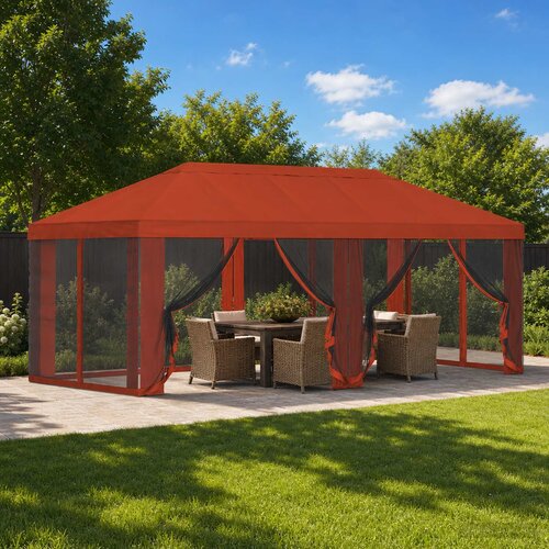  Pokrov za gazebo s bočnim zidovima 6 x 3 m Terakota Poliester Cijene