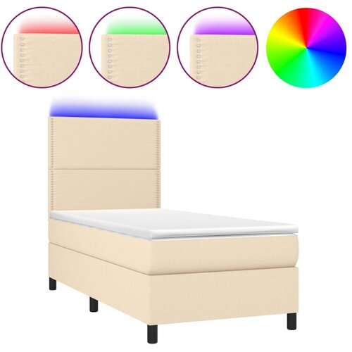 Maison Chic Box spring postelja - Vzmetna postelja z vzmetnico LED krem 90x200 cm blago SL15866, (21895990) Slike