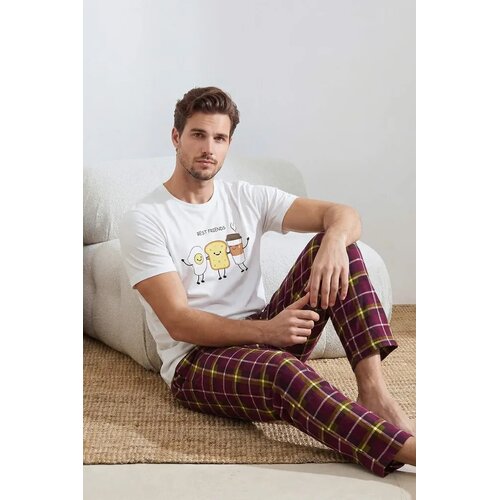 Trendyol mu&amp;scaron;ki set pidžama Tmnss26Pt00006, bela/bela Slike