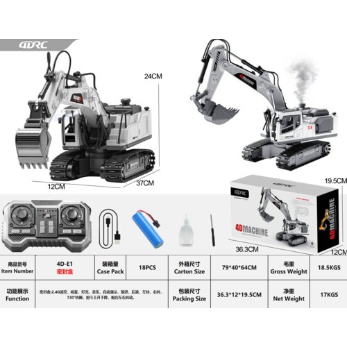 R/C Excavator with Smoke, Lights and Sound Function White Cijene