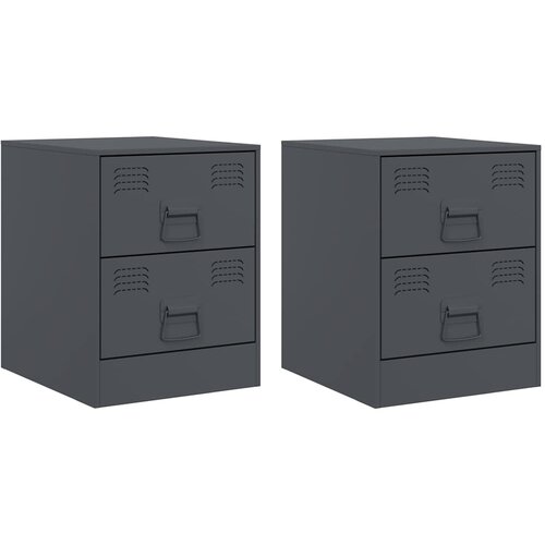 Maison Chic Dvo delni komplet Nočne omarice - Nočne mize antracit 34,5x39x44 cm jeklo, (21686723) Slike