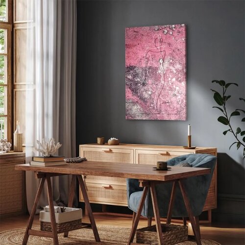  Slika - Figure on Pink Background (1-part) - Female Silhouette in Marble 80x120 Standard Slike