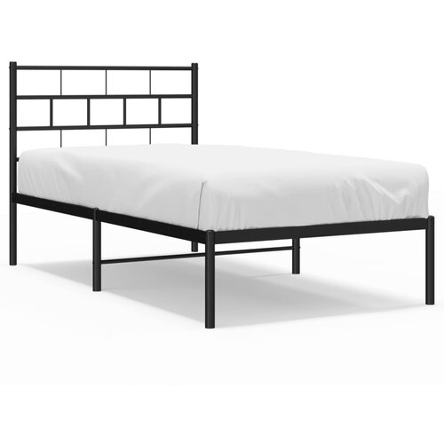 Maison Chic Kovinski Posteljni okvir - Enojna postelja - Postelja za odrasle z vzglavjem črn 100x190 cm, (21694180) Slike