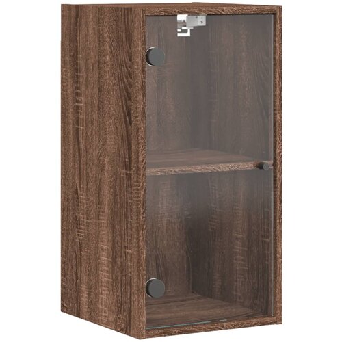Maison Chic Stenska omarica - Zidna omarica s steklenimi vrati rjavi hrast 35x37x68,5 cm iu204, (22062447) Slike