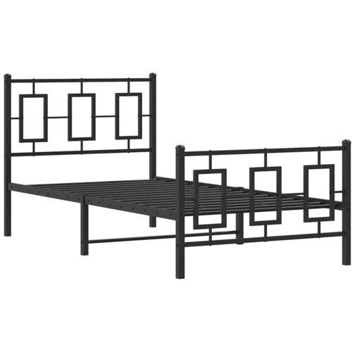  Metalni okvir kreveta uzglavlje i podnožje crni 90 x 200 cm Slike