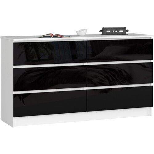 AKORD KOMODA K140 6SZ CLP ČRNA SJAJ, (21702905) Slike