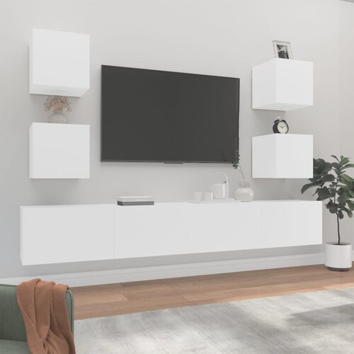The Living Store Komplet TV omaric 6-delni bel inženirski les - Komplet TV Omaric, (21374679) Cene