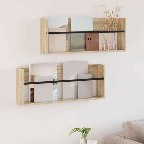  Polica za časopise s policom 2 pcs Sonoma hrast 80 x 12 x 30 cm Cene