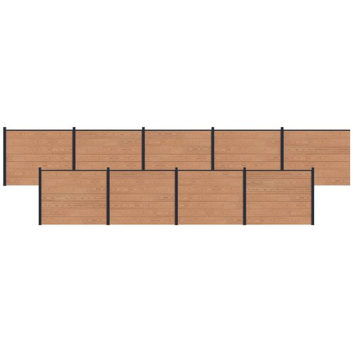 PANEL ograde 9 pcs WPC i aluminij Smeđa Slike