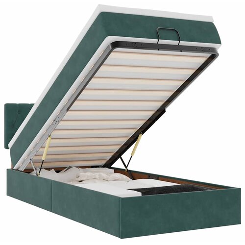Maison Chic Otomanski Posteljni okvir - Enojna postelja - Postelja za odrasle z vzmetnico zelen 90x190 cm žamet-J2619, (21775362) Slike