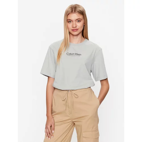 Calvin Klein Majica Coordinates Logo Graphic K20K204996 Siva Relaxed Fit