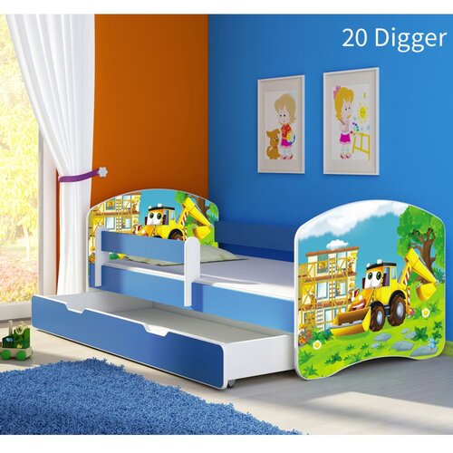 ACMA Dječji krevet s motivom, bočna plava + ladica 180x80 cm - 20 Digger Cijene