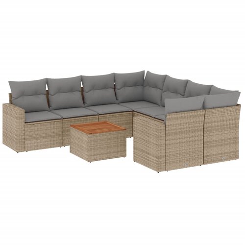  9-dijelni set vrtnih sofa s jastucima bež od poliratana 66 x 62 x 69 cm Slike